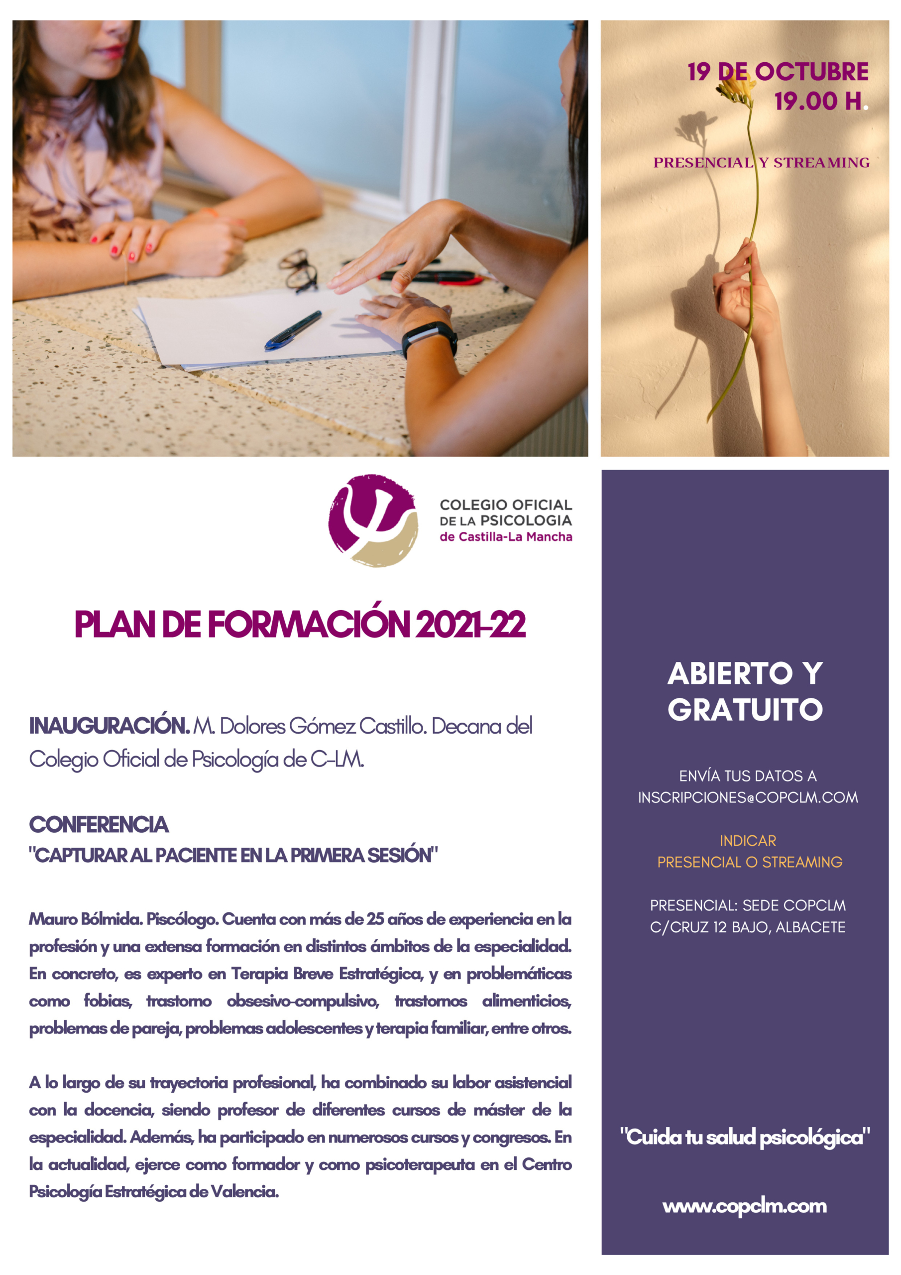 pesadilla Niño Moler 19/10/2021 – Acto de inauguración del Plan de Formación 2021/2022 del  COPCLM – Colegio Oficial de la Psicología de Castilla-La Mancha