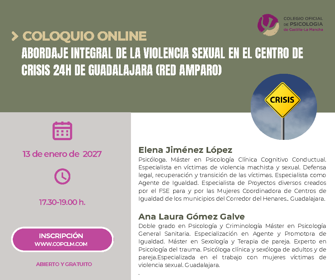Coloquio online: Abordaje integral de la violencia sexual en el centro de crisis 24h de Guadalajara (Red Amparo)